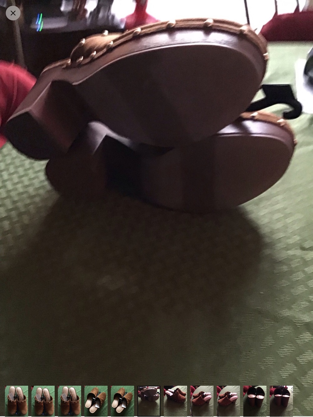 Women’s Brown Studded Suede Mule Slides - Picture 6 of 11
